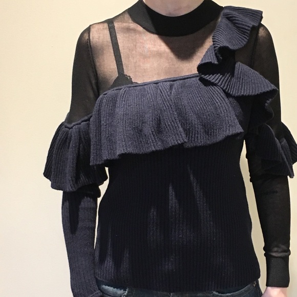 Self-Portrait Sweaters - Self-Portrait Brand Sweater W/ Sheer Top & Sleeve